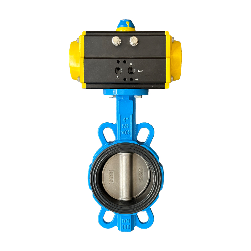 气动对夹蝶阀 黑缸黄盖 正面图.jpg